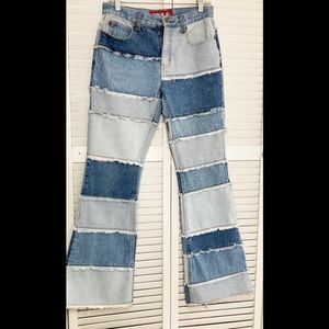 vintage 90s patchwork jeans by Zana Di Bottom Flare  30 Waist